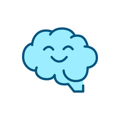 Happy brain as a good mental state. Pixel perfect, editable stroke color line icon