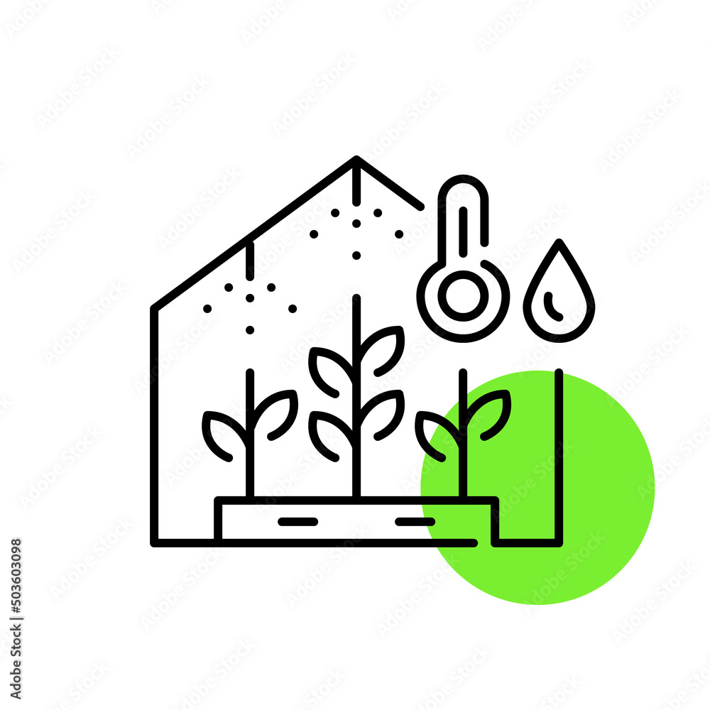 Poster smart farming greenhouse using automatic temperature and humidity control methods. pixel perfect, ed
