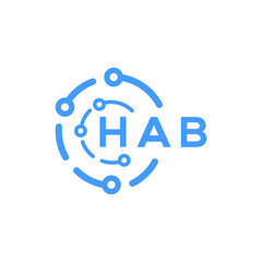 HAB technology letter logo design on white  background. HAB creative initials technology letter logo concept. HAB technology letter design.
