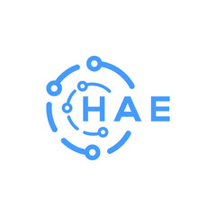 HAE technology letter logo design on white  background. HAE creative initials technology letter logo concept. HAE technology letter design.
