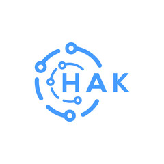 HAK technology letter logo design on white  background. HAK creative initials technology letter logo concept. HAK technology letter design.
