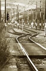 Close up of empty railroad track