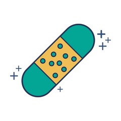 Medicinal plaster icon vector illustration glyph style design with color and plus sign. Isolated on white background.