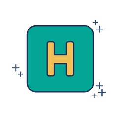 Hospital icon vector illustration glyph style design with color and plus sign. Isolated on white background.