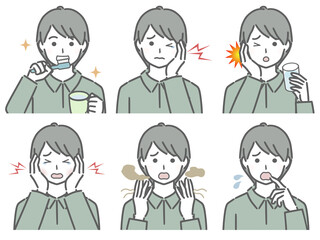 口の中に異常がある私服の若い男性