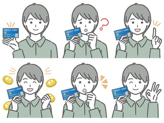 クレジットカードに関する色々　私服の若い男性