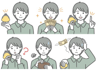 お金に関する色々　私服の若い男性