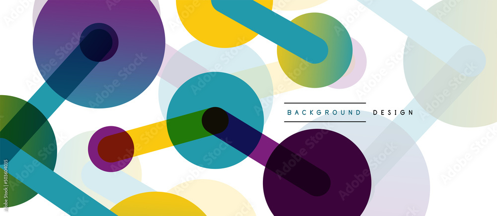 Poster line points connections geometric abstract background. circles connected by lines. trendy techno bus