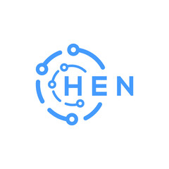 HEN technology letter logo design on white  background. HEN creative initials technology letter logo concept. HEN technology letter design.
