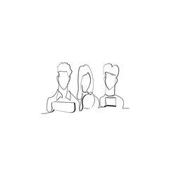 Continuous line drawing. People conversations and work meetings. Illustration icon vector