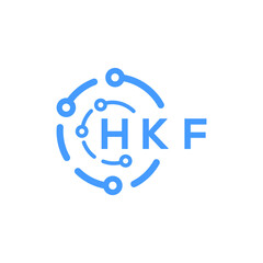 HKF technology letter logo design on white   background. HKF creative initials technology letter logo concept. HKF technology letter design.
