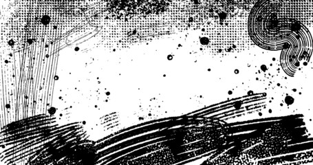 vector illustration of abstract grunge halftone black and white distressed textured background