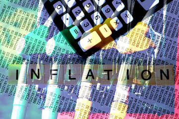 Taschenrechner, Tankstelle und die Inflation - obrazy, fototapety, plakaty