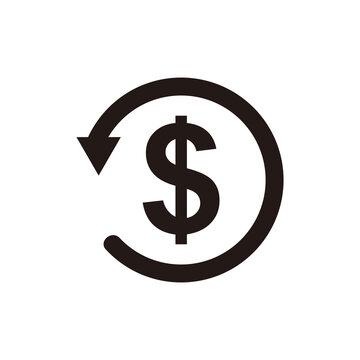 Chargeback icon symbol, return money on white background .