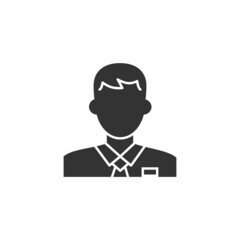 Business man related vector line icon. Male face silhouette with office suit and tie. User avatar profile. Employee sign. Vector illustration.