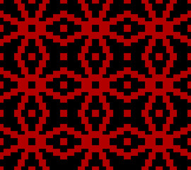 classic geometric ornament. vector seamless pattern. black and red repetitive background. fabric swatch. wrapping paper. abstract continuous print. design template for home decor, apparel, textile