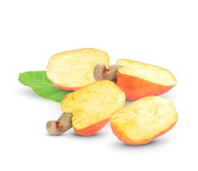 Tropical Cashew Fruit on white background.