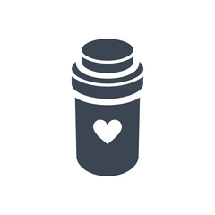 Pills Bottle Related Vector Glyph Icon. Drugs. Pills Bottle Sign Isolated on White Background