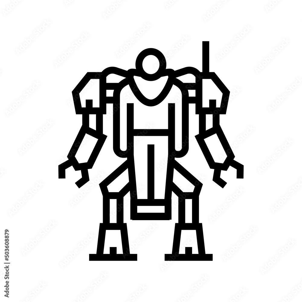 Poster augmenting robot line icon vector. augmenting robot sign. isolated contour symbol black illustration