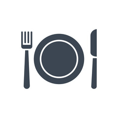 Plate, Fork and Knife Related Vector Glyph Icon