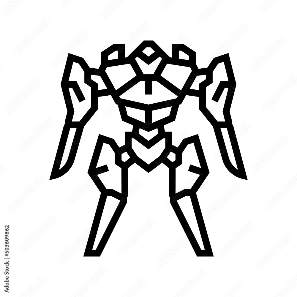 Poster future robot line icon vector. future robot sign. isolated contour symbol black illustration