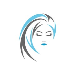 Female beauty hair logo illustration