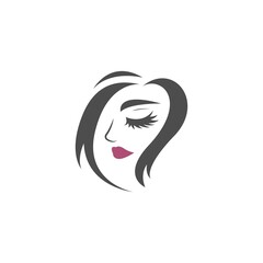 Female beauty hair logo illustration
