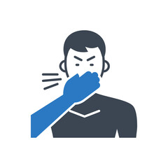 Cough related vector glyph icon