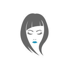 Female beauty hair logo illustration