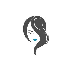 Female beauty hair logo illustration