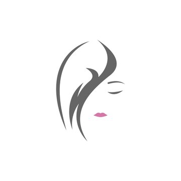 Female beauty hair logo illustration