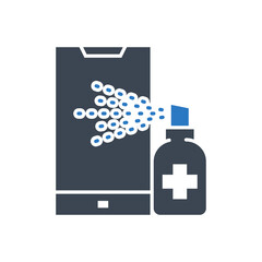 Smartphone disinfection related vector glyph icon