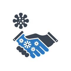 Handshake virus transmission vector glyph icon.