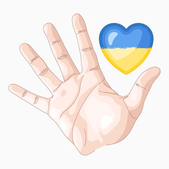 Symbols of support for Ukrainian war victims vector illustration. Call for help and peace for Ukraine.
