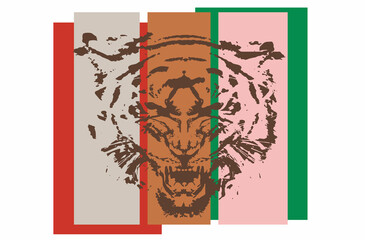 Multicolored logo with a tiger muzzle