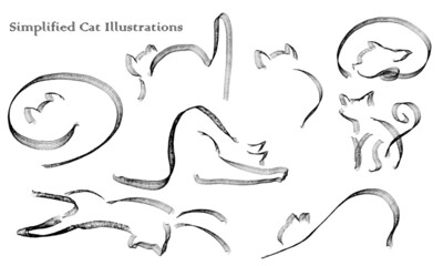 シンプルな猫のイラストレーション、Simplified cat illustrations
