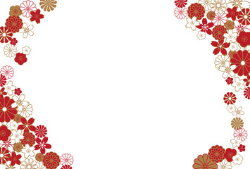 花をモチーフにした和風イメージの年賀状デザイン