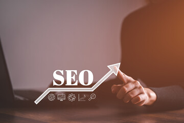 SEO Search Engine Optimization, concept for promoting ranking traffic on website, optimizing your...
