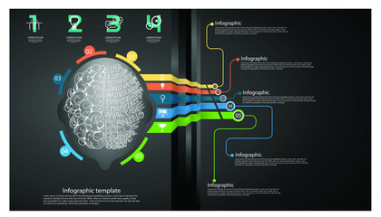 Sketch brain - Creativity modern Idea and Concept illustration- infographic template.