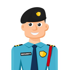 Security guard in simple flat vector. personal profile icon or symbol. people concept vector illustration.