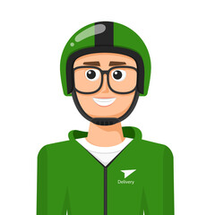 Delivery rider in simple flat vector. personal profile icon or symbol. people concept vector illustration.