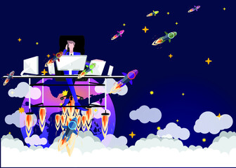 Naklejka premium Brainstorming,Contact communicate illustration.design idea and concept think creativity.