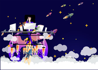 Naklejka premium Brainstorming,Contact communicate illustration.design idea and concept think creativity.