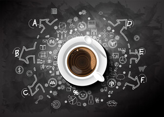 Coffee cup.business illustration design idea and concept think creativity.