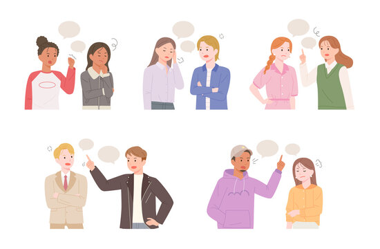 People are getting angry while talking. flat design style vector illustration.
