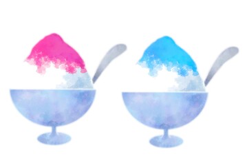 かき氷　苺　ブルーハワイ　セット