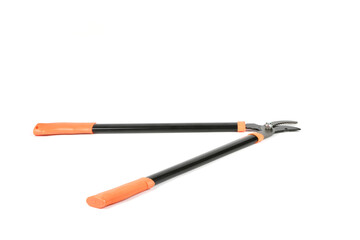 Pruner for pruning large branches, twigs and knots. Garden Tools. Isolated on white background.