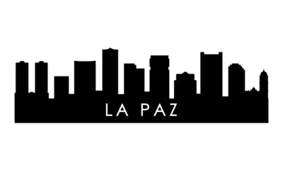 Naklejka premium La Paz skyline silhouette. Black La Paz city design isolated on white background.