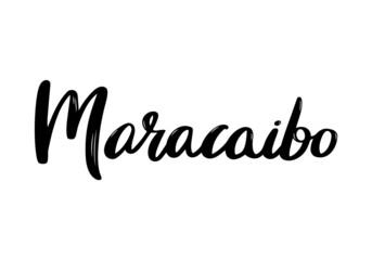 Maracaibo Lettering. Handwritten name of Venezuela city. Vector design template.