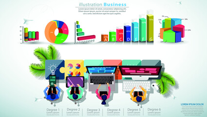 Brainstorming,Contact communicate Cellphone,Tablet,Laptop,Computer with graph,icon,Infographic template.